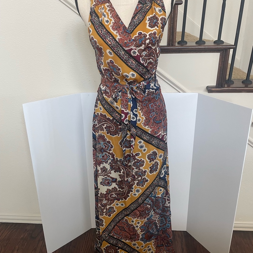 Anthropologie Tiny Brand Maxi Wrap DressGold,Maroon,Blue,Black,medium